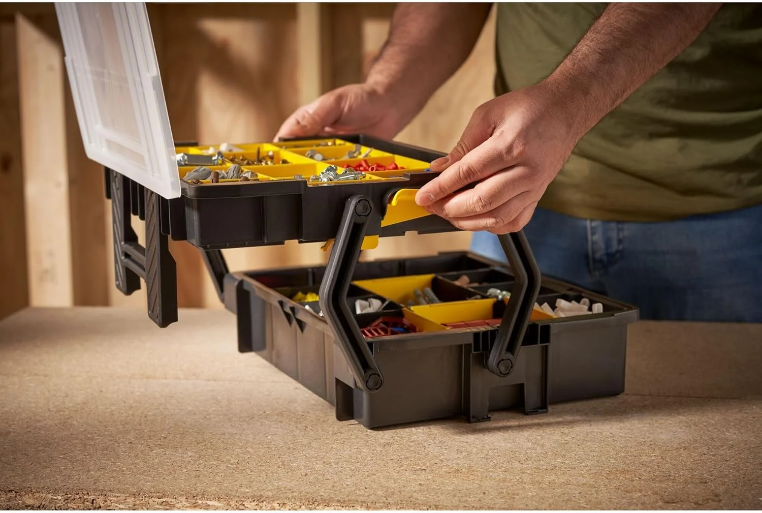 جعبه ابزار چند طبقه استنلی مدل Sort master STST1-75540، مشکی/شفاف