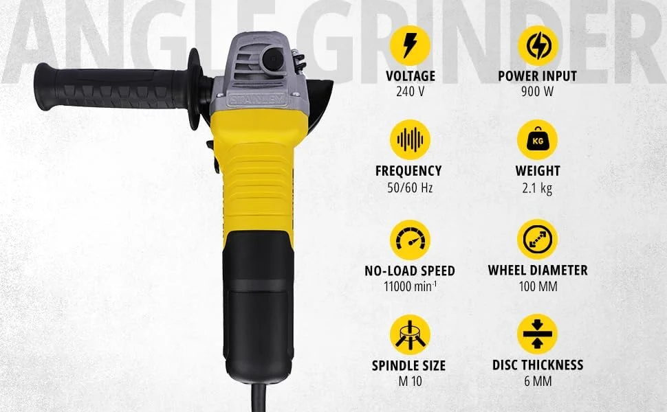 فرز آهنگری کوچک استنلی 900 وات 100 میلی‌متری (زرد و مشکی)