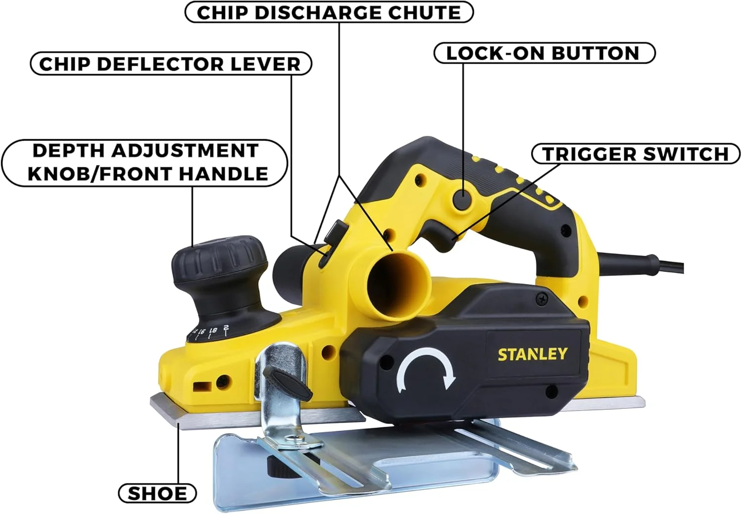 رنده نجاری استنلی 750 وات 2 میلی‌متری (زرد و مشکی)