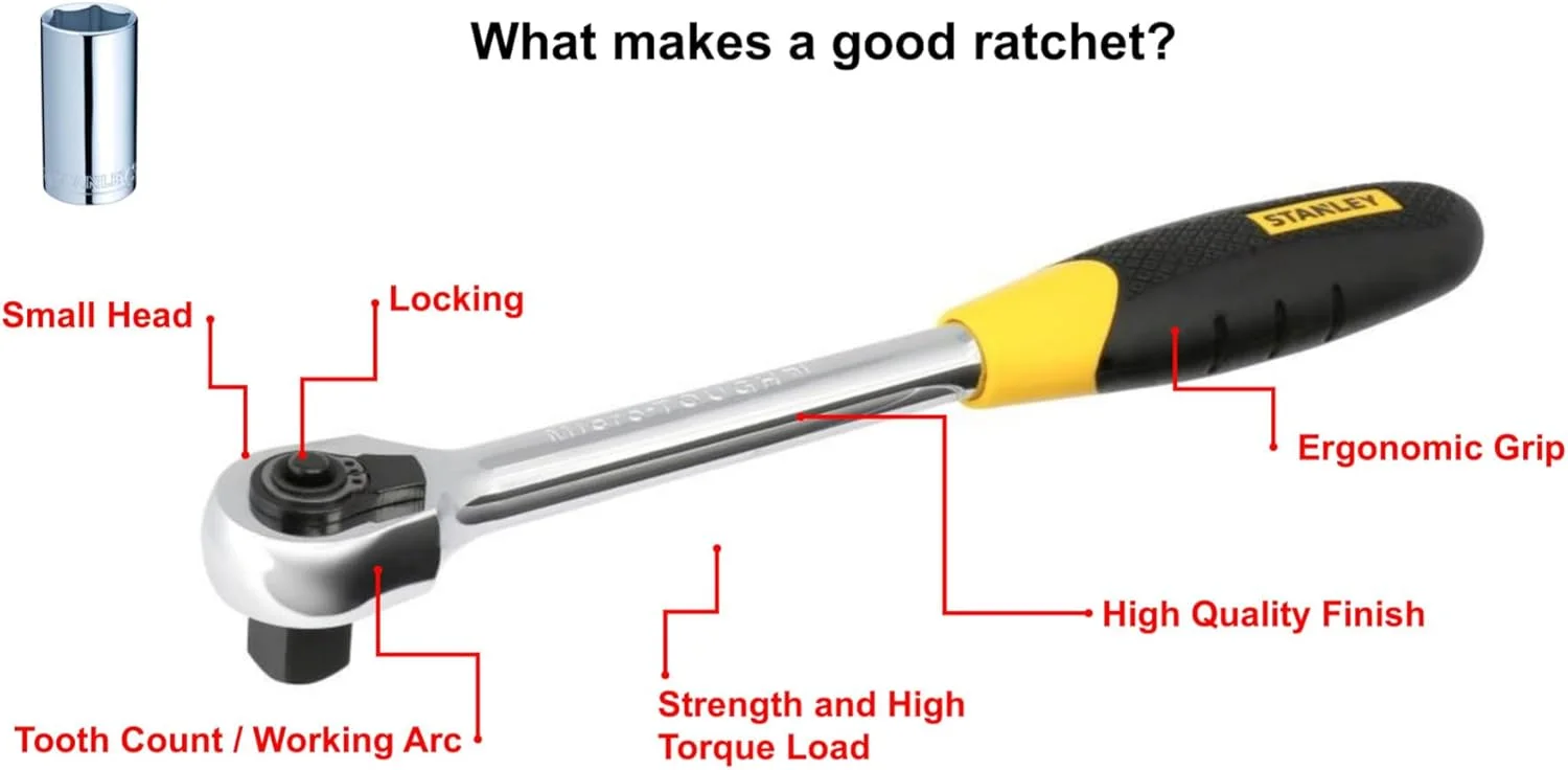 آچار جغجغه ای شش گوش 1/2 اینچی استنلی مدل 1-86-397 با رهاسازی سریع (زرد و مشکی)