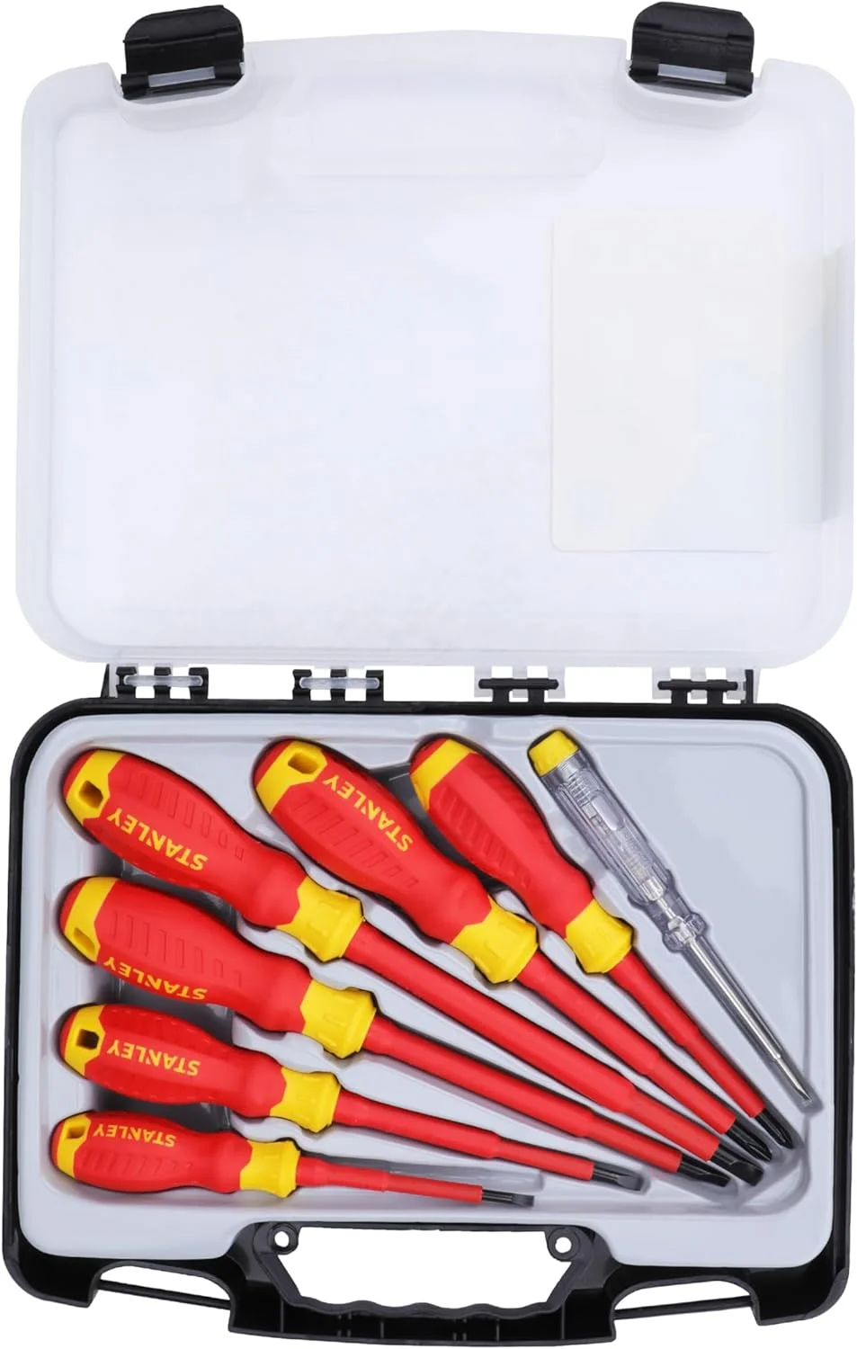 مجموعه پیچ گوشتی 7 عددی VDE استنلی 65980 به همراه تستر اشانتیون مجموعه پیچ گوشتی 7 عددی VDE استنلی 65980 به همراه تستر اشانتیون