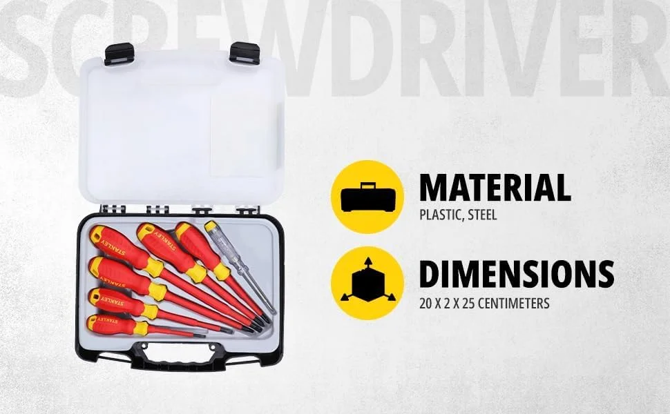 مجموعه پیچ گوشتی 7 عددی VDE استنلی 65980 به همراه تستر اشانتیون مجموعه پیچ گوشتی 7 عددی VDE استنلی 65980 به همراه تستر اشانتیون