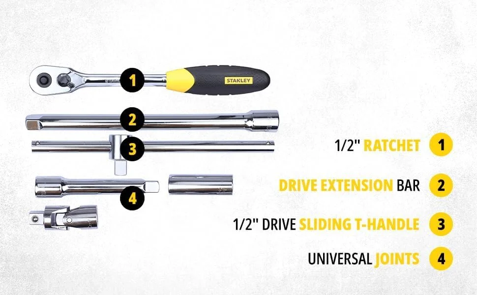 مجموعه آچار بکس 46 عددی استنلی مدل Stmt72795-8 با درایو 1/2 اینچ