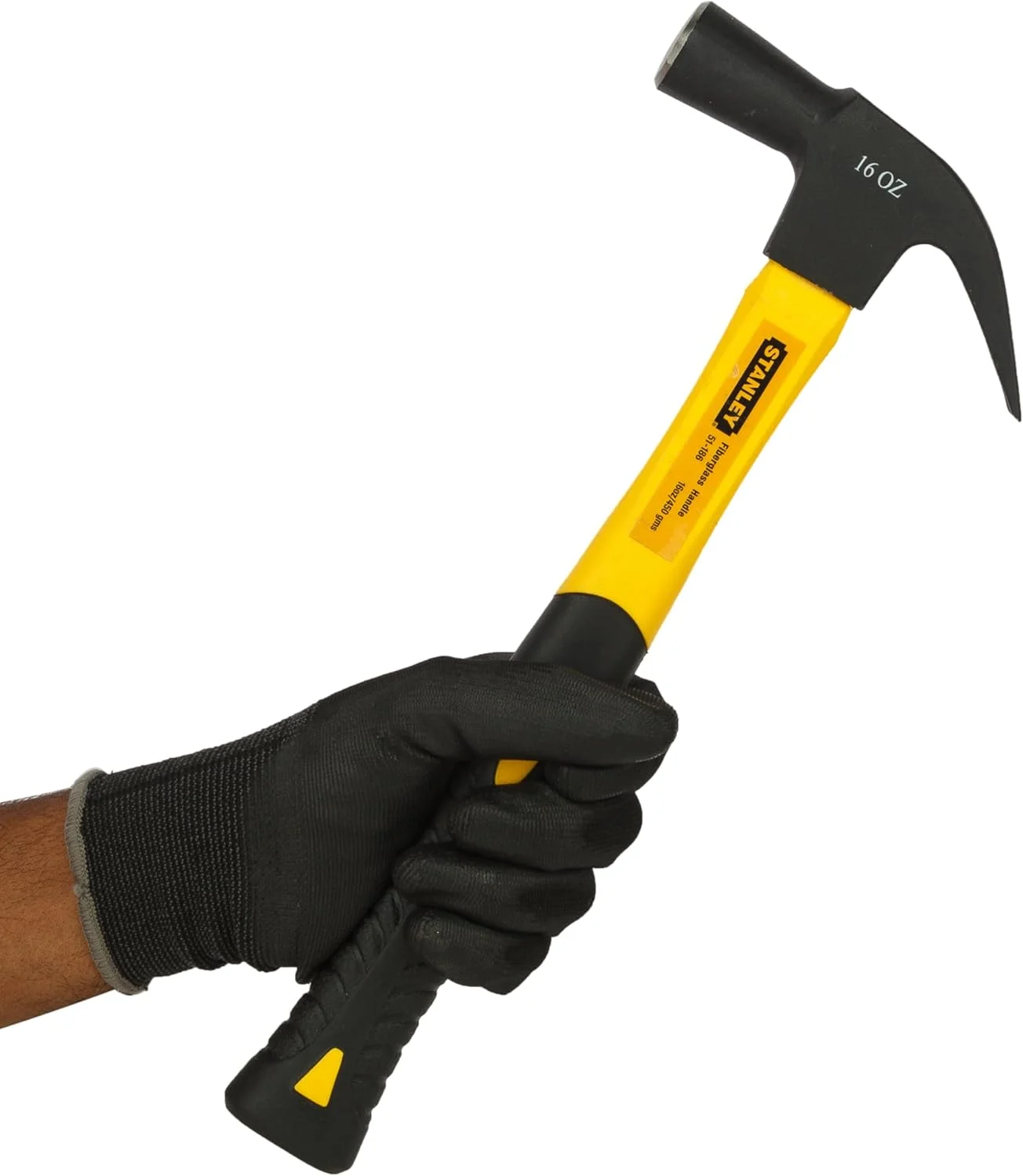 چکش میخ کش فایبرگلاس 450 گرمی استنلی مدل 51-186 (زرد و مشکی)