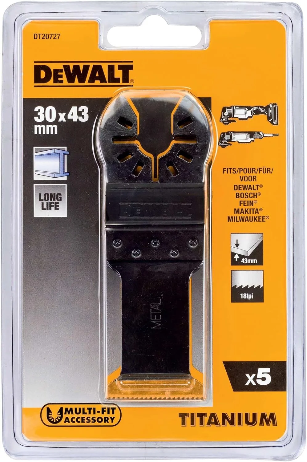 تیغه اره فلز بر چندکاره دیوالت مدل DT20727-QZ (بسته 5 عددی)، 43x30 میلی متر