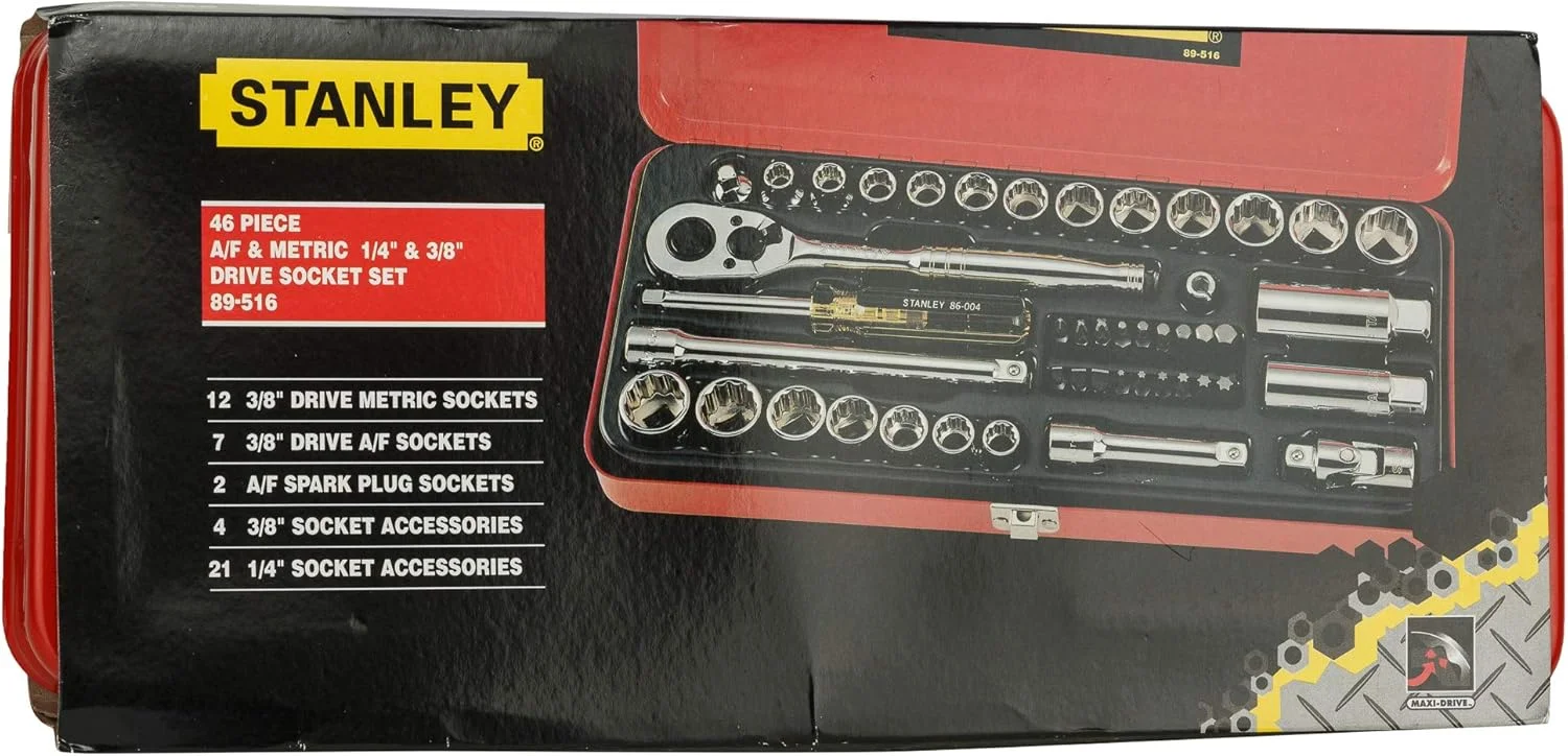 مجموعه 46 عددی بکس و سری پیچ گوشتی 1/4 و 3/8 اینچ استنلی مدل 89516