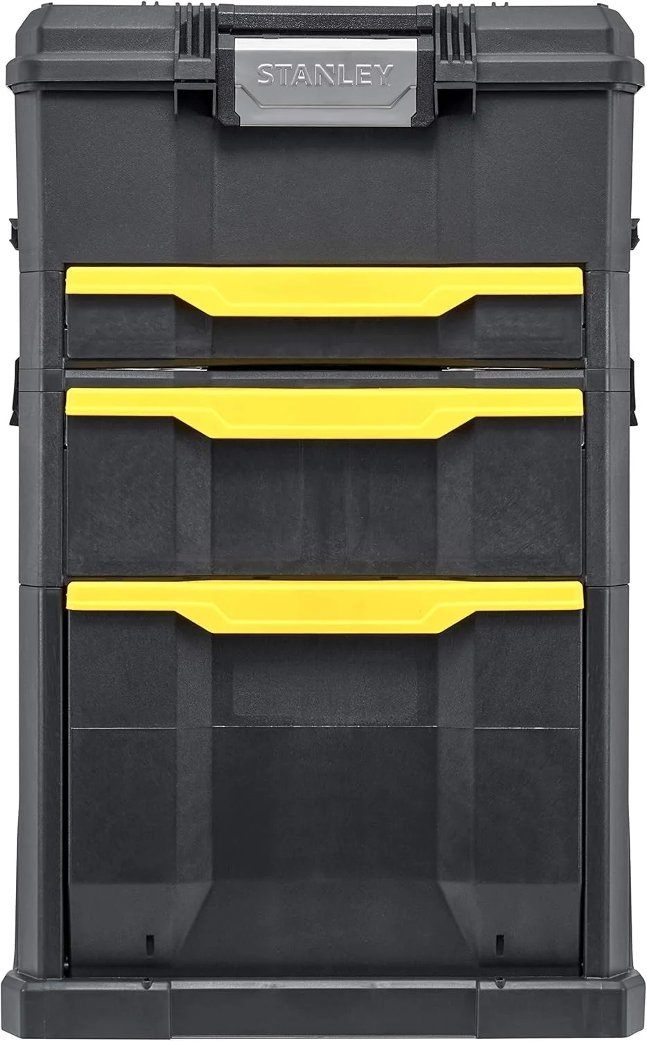 جعبه ابزار چرخ‌دار استنلی (77.8 x 48.8 x 34.8 سانتی‌متر، 2 در 1، ساختار ماژولار، سه جعبه ابزار جداشدنی با رهاسازی سریع، دسته آلومینیومی تلسکوپی) STST1-70344