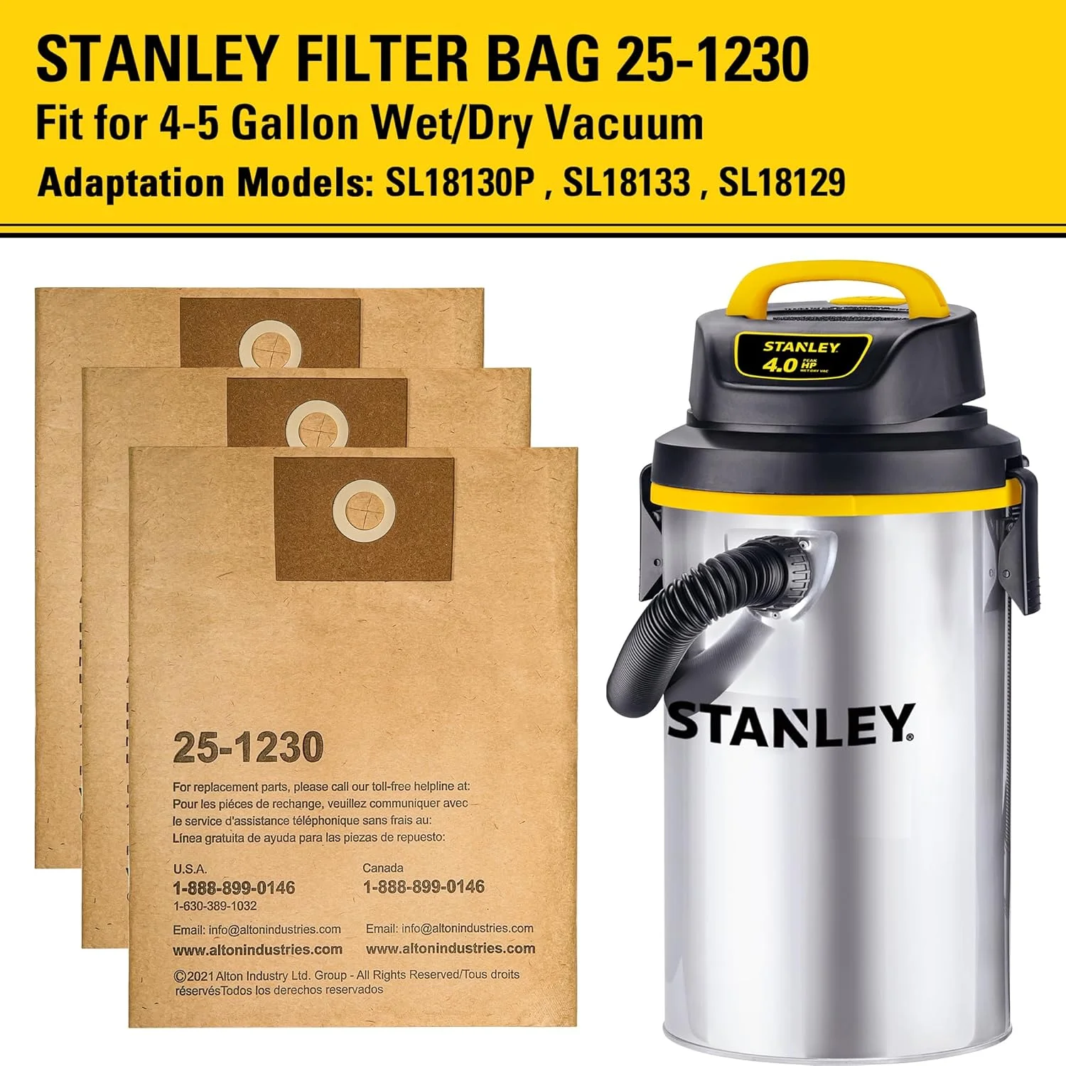 کیسه فیلتر یکبار مصرف استنلی 25-1230 مناسب جاروبرقی های تر و خشک 15 تا 19 لیتری، بسته 3 عددی کیسه فیلتر یکبار مصرف استنلی 25-1230 مناسب جاروبرقی های تر و خشک 15 تا 19 لیتری، بسته 3 عددی