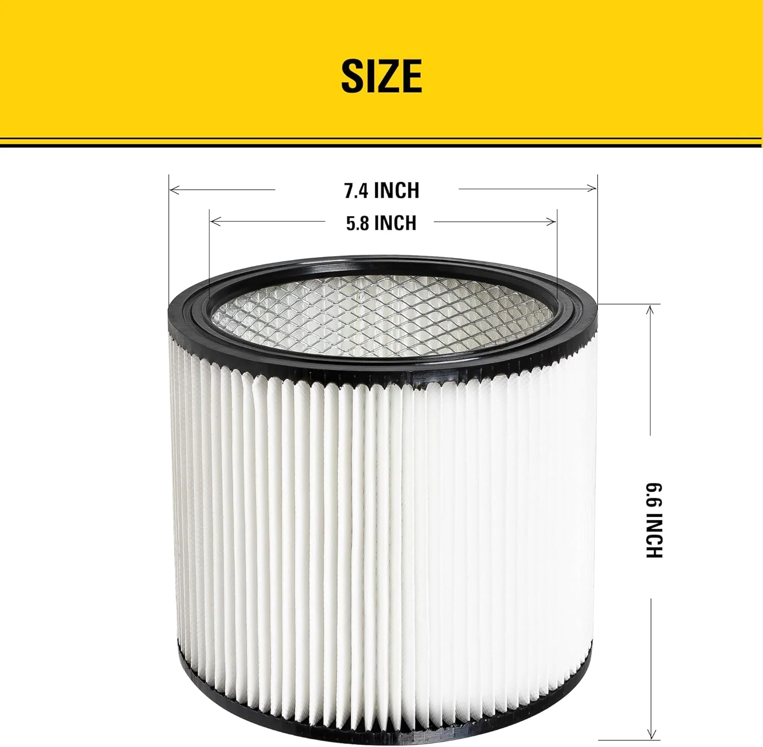 فیلتر کارتریجی استنلی 08-2501، مناسب برای اکثر جاروبرقی های تر/خشک 5 تا 18 گالنی، سازگار با مدل های SL18115, SL18115P, SL18116, SL18116P, SL18191P, SL18199P, SL18117, SL18701P-10A, SL18410P-5A