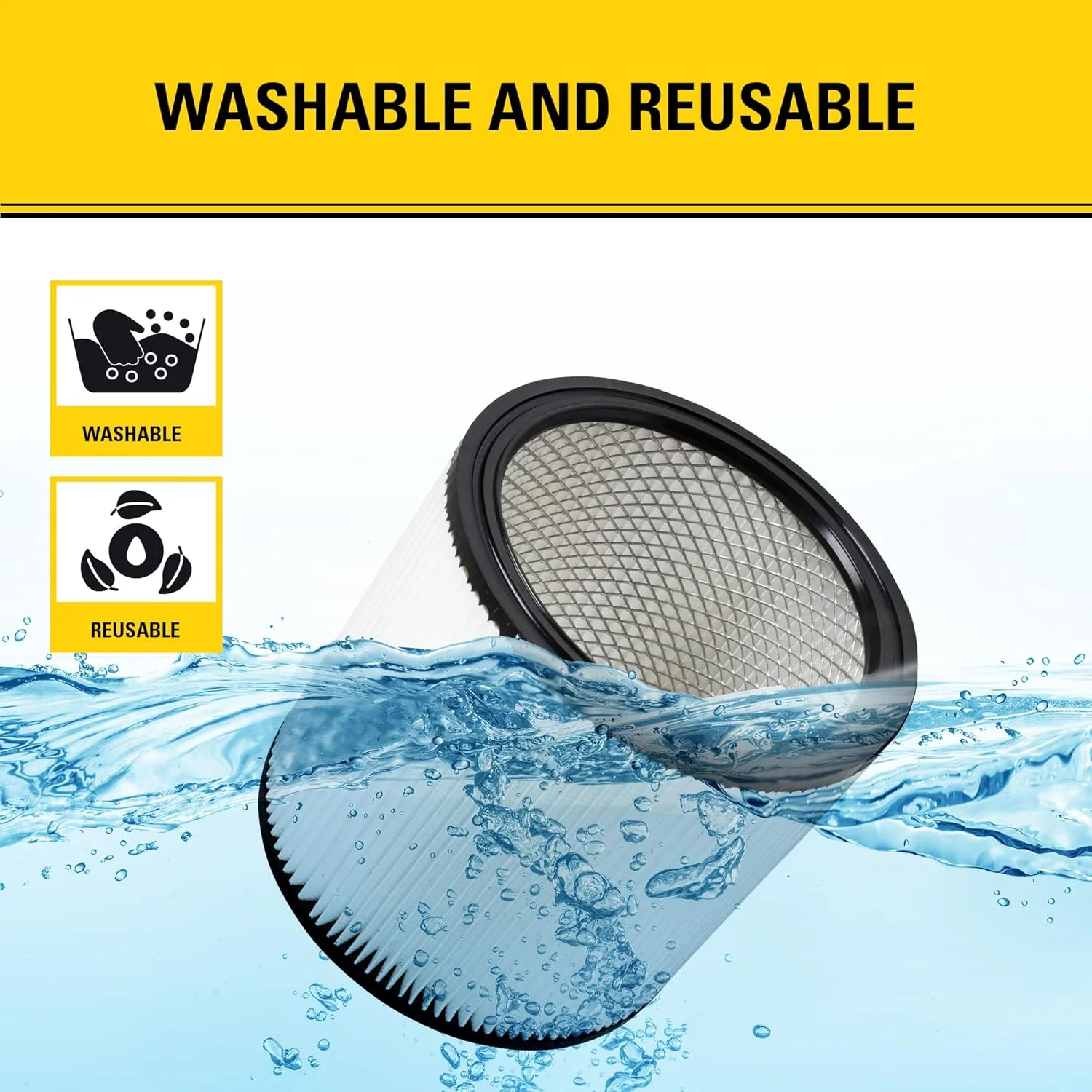 فیلتر کارتریجی استنلی 08-2501، مناسب برای اکثر جاروبرقی های تر/خشک 5 تا 18 گالنی، سازگار با مدل های SL18115, SL18115P, SL18116, SL18116P, SL18191P, SL18199P, SL18117, SL18701P-10A, SL18410P-5A