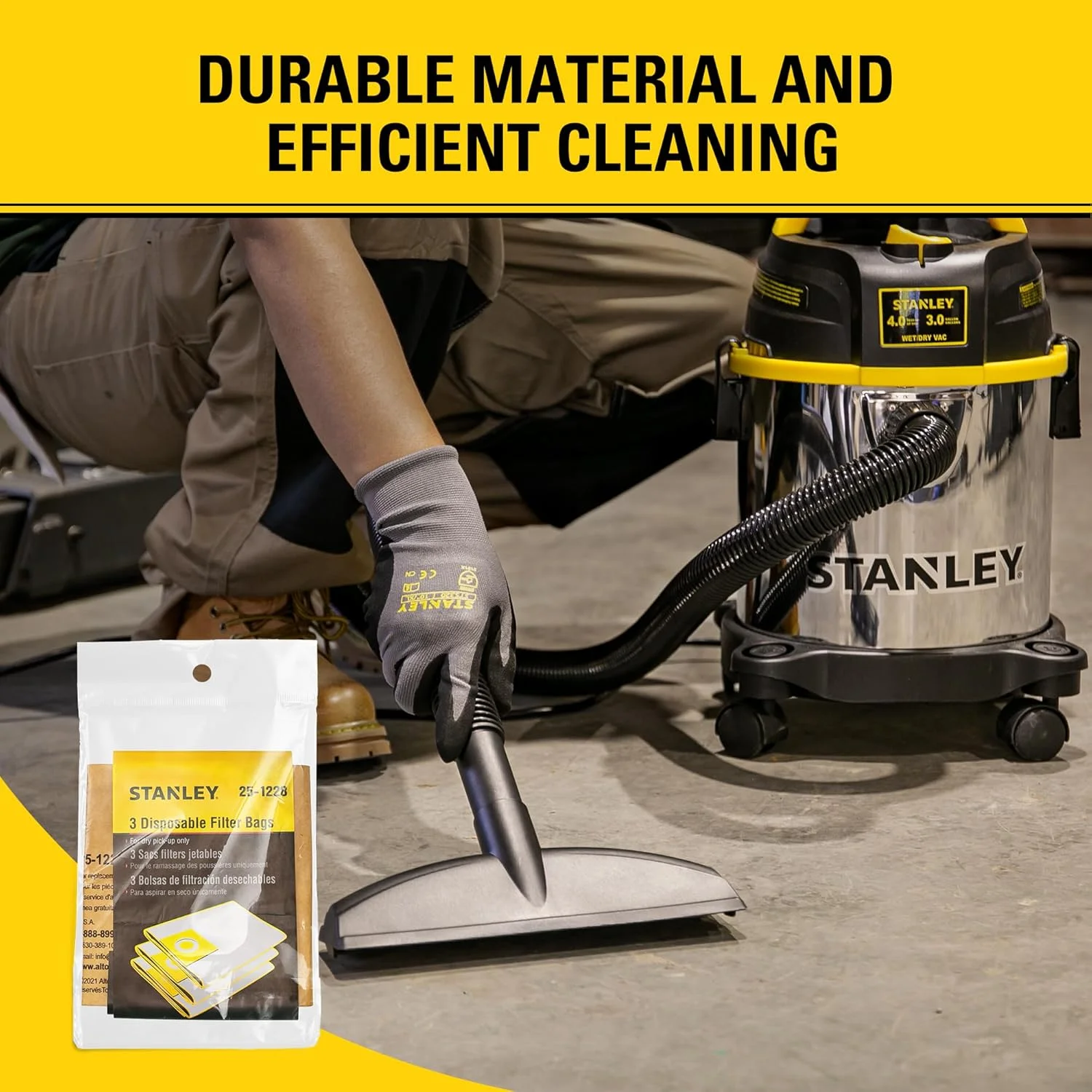 کیسه فیلتر یکبار مصرف استنلی 25-1228 مناسب برای جاروبرقی های تر و خشک 2.5 تا 3.5 گالن، 3 عدد کیسه فیلتر در هر بسته کیسه فیلتر یکبار مصرف استنلی 25-1228 مناسب برای جاروبرقی های تر و خشک 2.5 تا 3.5 گالن، 3 عدد کیسه فیلتر در هر بسته