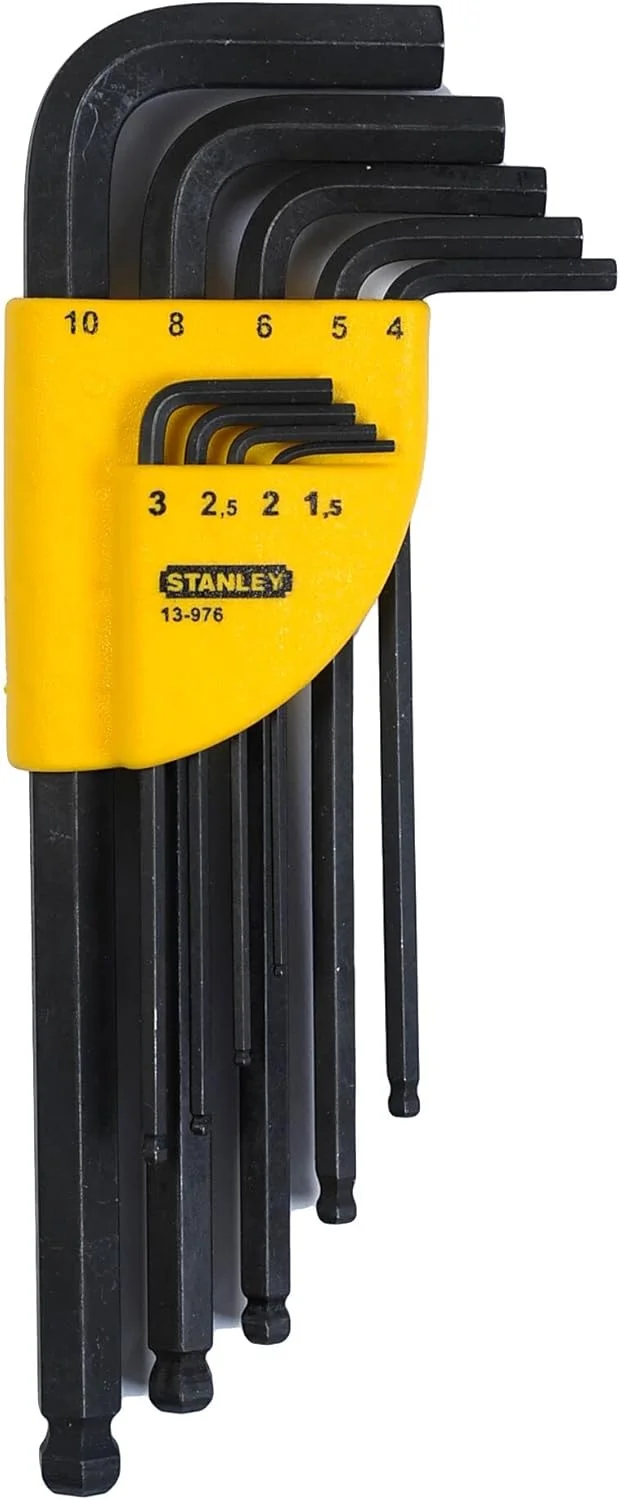 مجموعه آچار آلن تاشو استنلی مدل 1-13-976 با سر گرد (9 عددی)، نقره ای