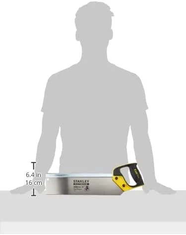 اره پشت دار استنلی FatMax 2-17-202، طول 350 میلی متر، 13 دندانه در اینچ، پشت تقویت شده، پلاستیک ABS، دسته ارگونومیک