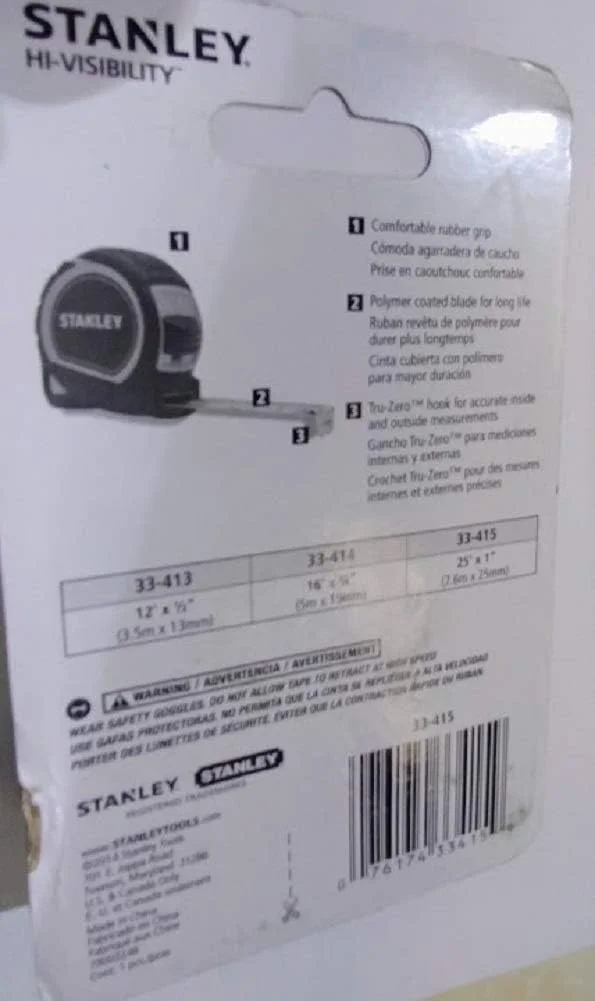 متر نواری استنلی مدل 33-415، 7.5 متری با روکش تیلون متر نواری استنلی مدل 33-415، 7.5 متری با روکش تیلون