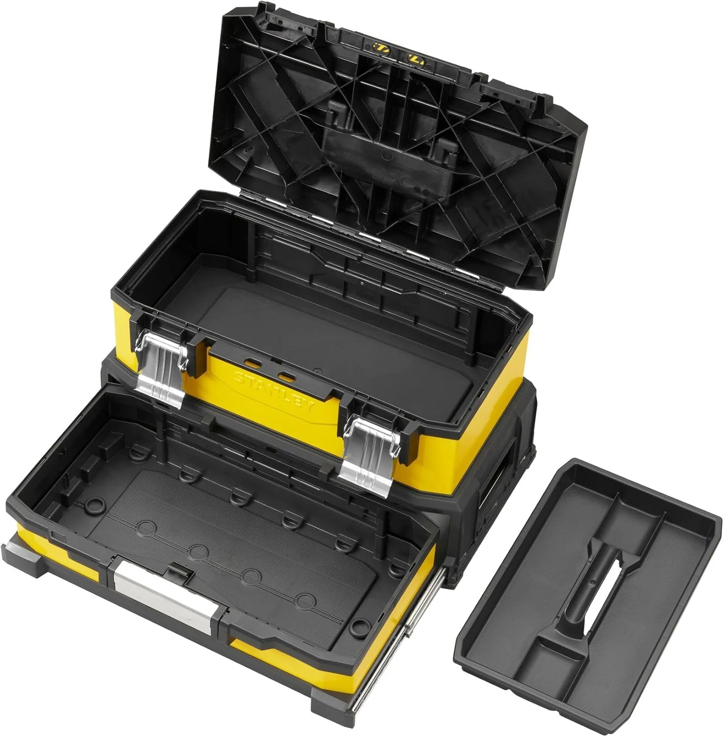 جعبه ابزار فلزی/پلاستیکی استنلی مدل 1-95-829 با کشو، مشکی/زرد