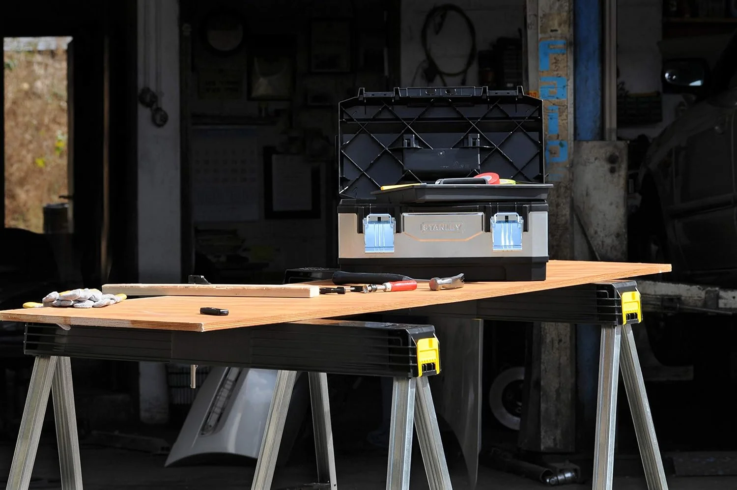 خرک اره تاشو استنلی مدل 1-97-475، پایه فلزی سنگین با قفل جانبی (بسته دوتایی)