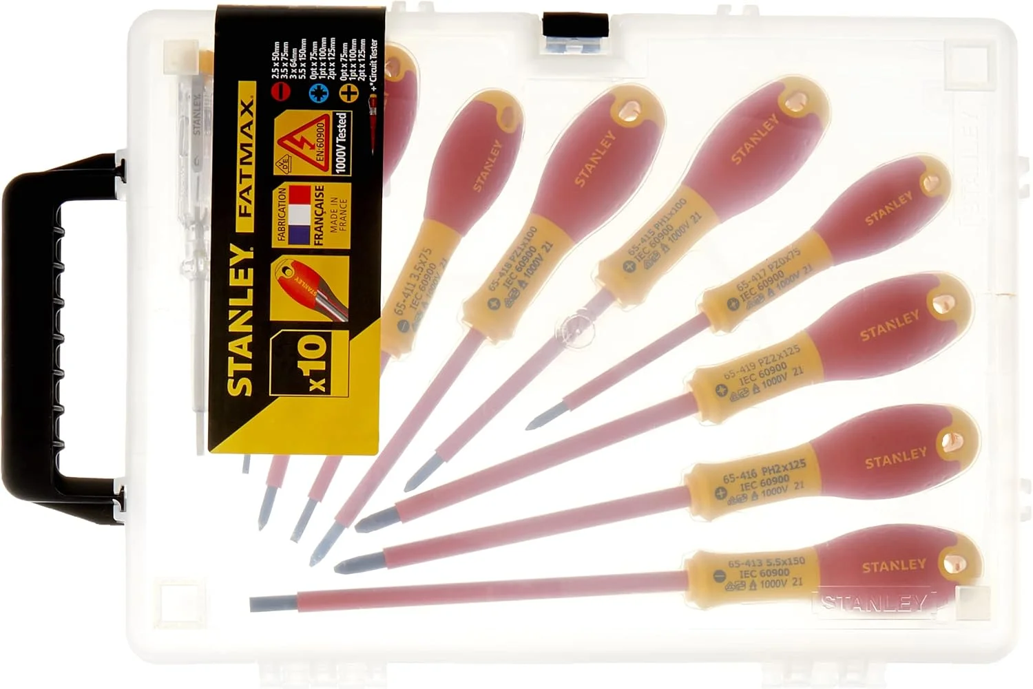 مجموعه پیچ گوشتی 10 عددی استنلی مدل 0-62-573، چند رنگ