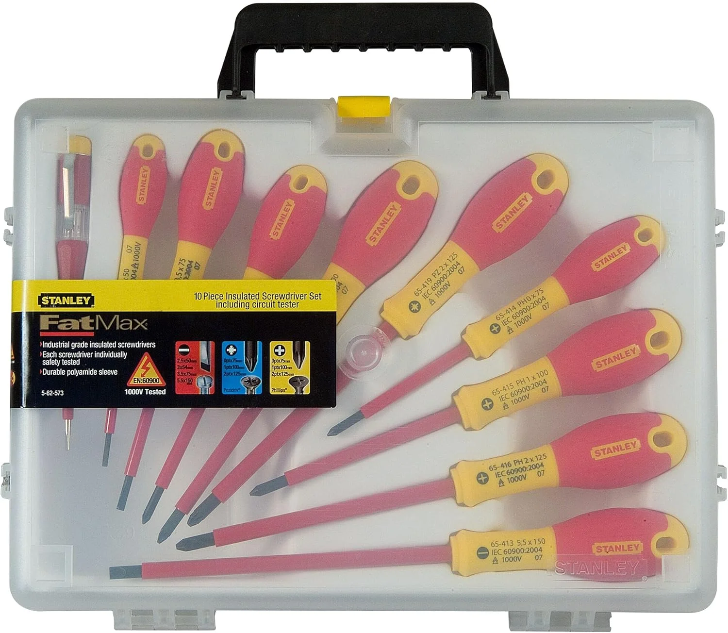 مجموعه پیچ گوشتی 10 عددی استنلی مدل 0-62-573، چند رنگ