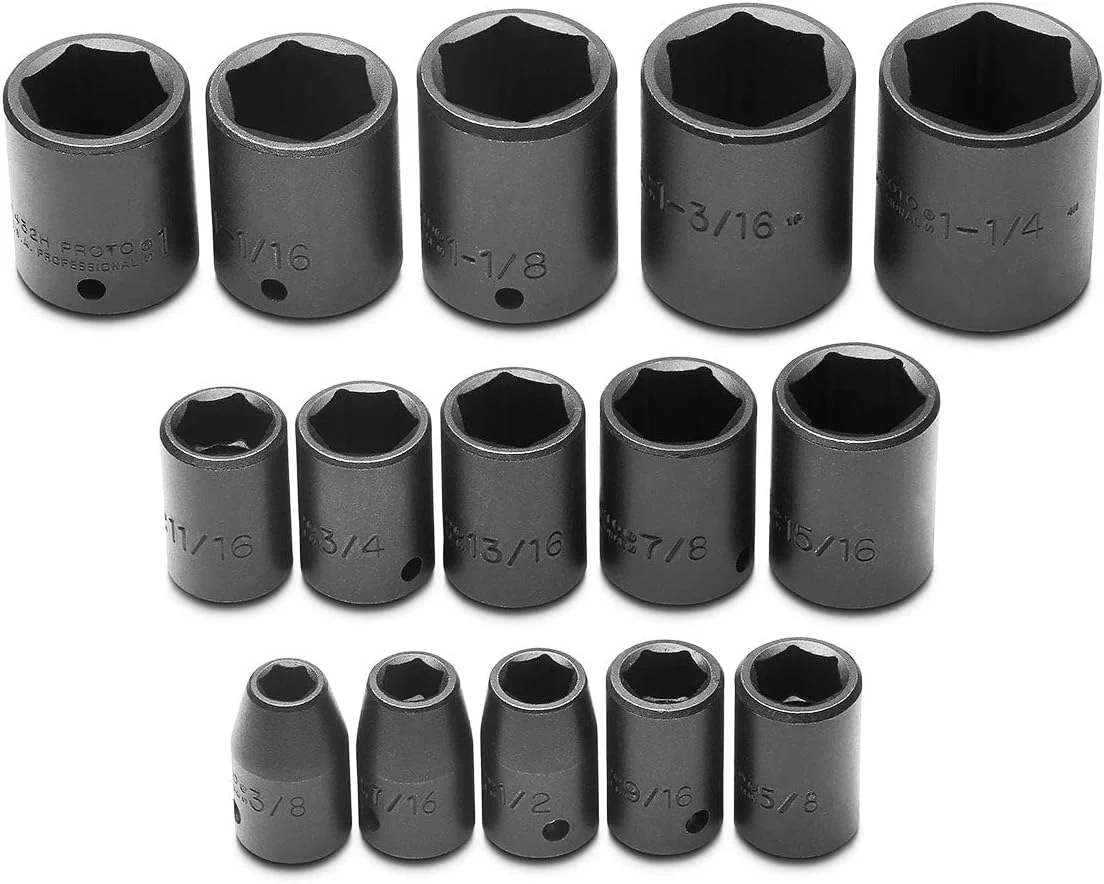 مجموعه آچار بکس ضربه ای پروتو، درایو 1/2 اینچ، 15 عددی (J74104)