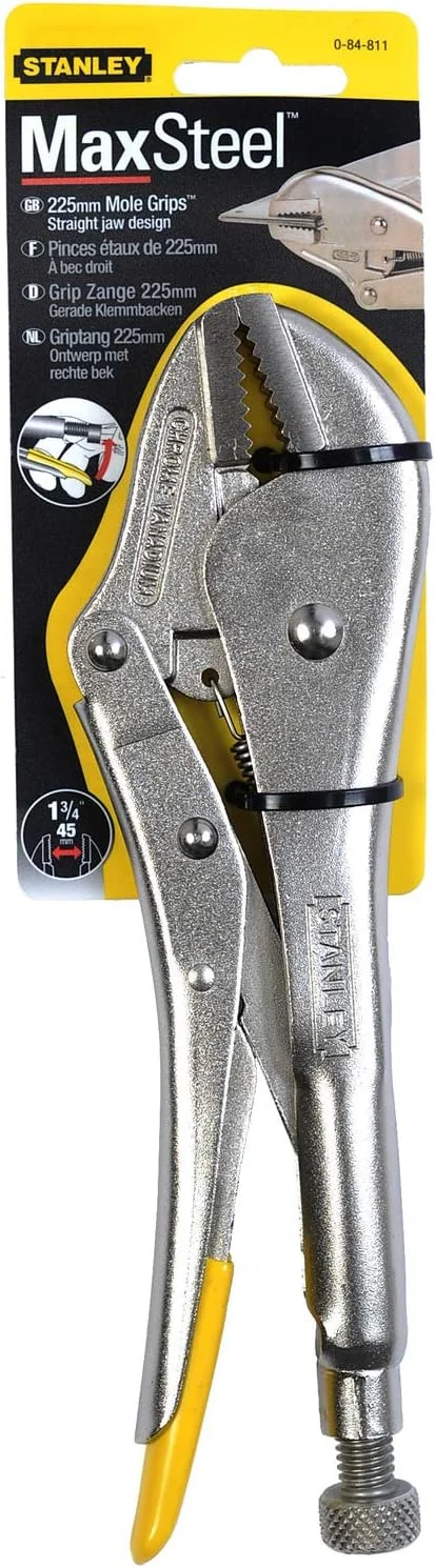 انبر قفلی فک صاف استنلی مدل 0-84-811، 225 میلی متر، نقره ای