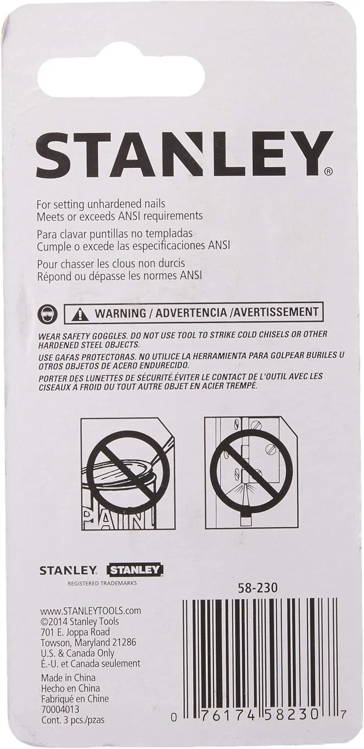 سنبه نشانهگذار میخ استنلی، فولادی، 3 عددی (58-230) سنبه نشانهگذار میخ استنلی، فولادی، 3 عددی (58-230)