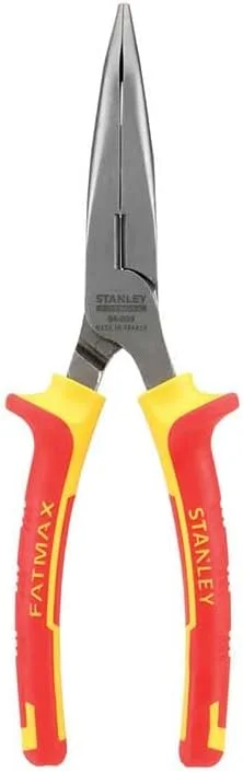 انبر دم پهن خمیده عایق استنلی مدل MaxSteel VDE 0-84-008، زرد/قرمز