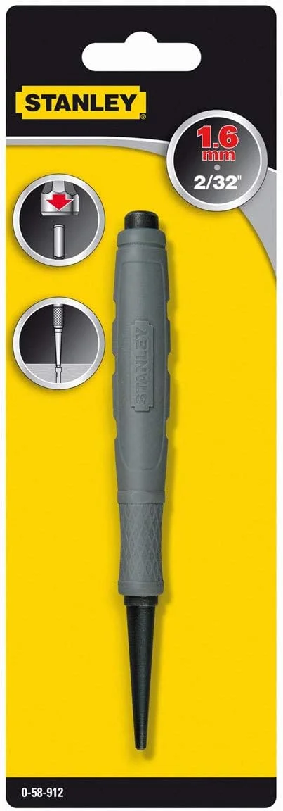 سنبه میخ استنلی 0-58-913 با روکش Dynagrip، زرد/نقره ای سنبه میخ استنلی 0-58-913 با روکش Dynagrip، زرد/نقره ای