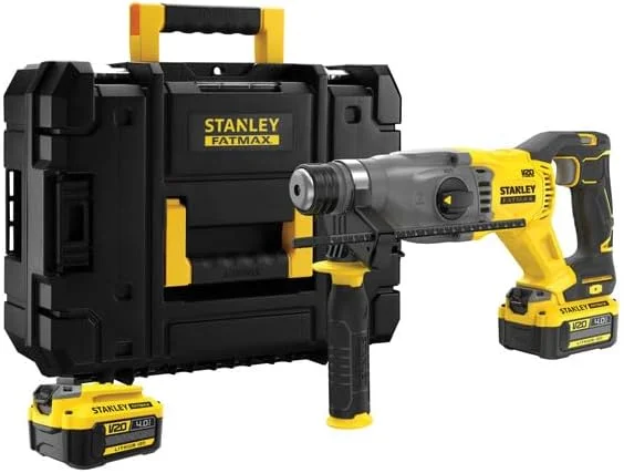 دریل چکشی SDS Plus براشلس 18 ولت V20 به همراه 2 عدد باتری 4.0 آمپر ساعت و جعبه ابزار