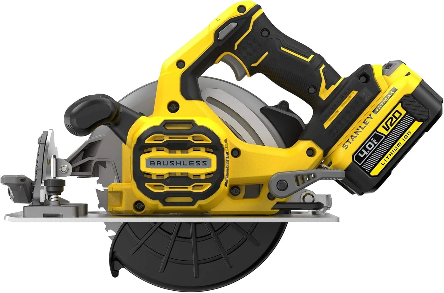 اره دیسکی شارژی 18 ولت براشلس استنلی فت مکس V20 مدل SFMCS550M2K-GB به همراه 2 باتری 4.0 آمپر لیتیوم-یون و جعبه ابزار