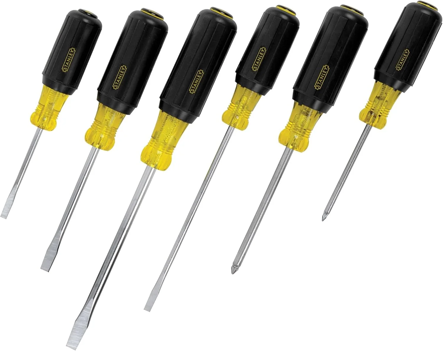 مجموعه پیچ گوشتی 6 عددی استنلی با دسته روکش وینیل، دوسو و چهارسو مدل 66-565