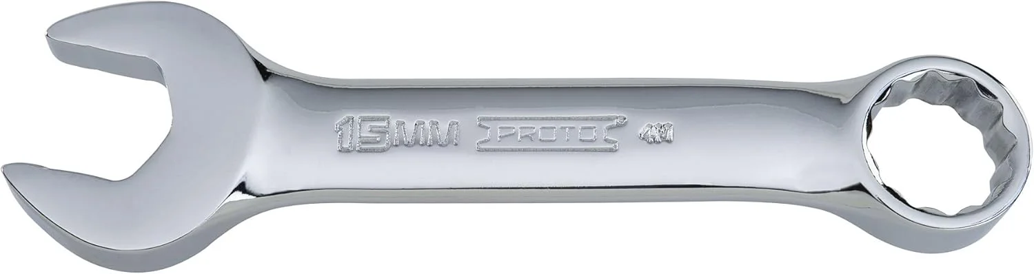 آچار یکسر تخت یکسر رینگ کوتاه 12 پر استنلی پروتو J1215MES، سایز 15 میلی متر