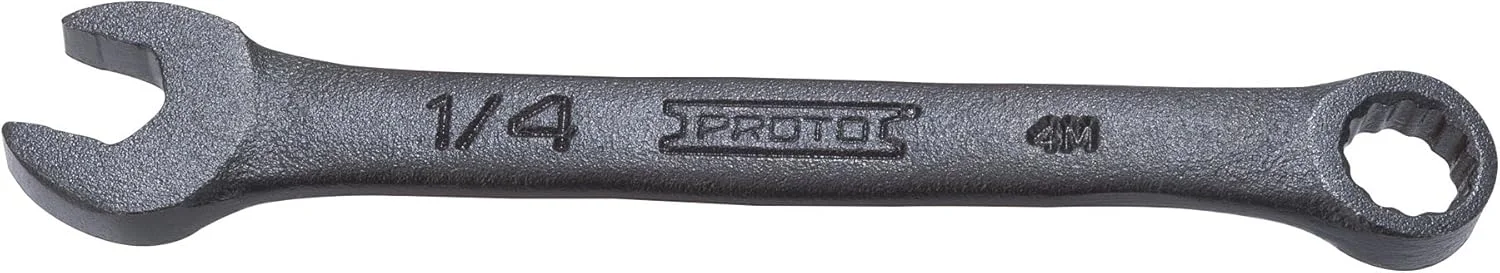 آچار یکسر تخت یکسر رینگ کوتاه اکسید مشکی استنلی پروتو J1208ESB، 1/4 اینچ، 12 پر