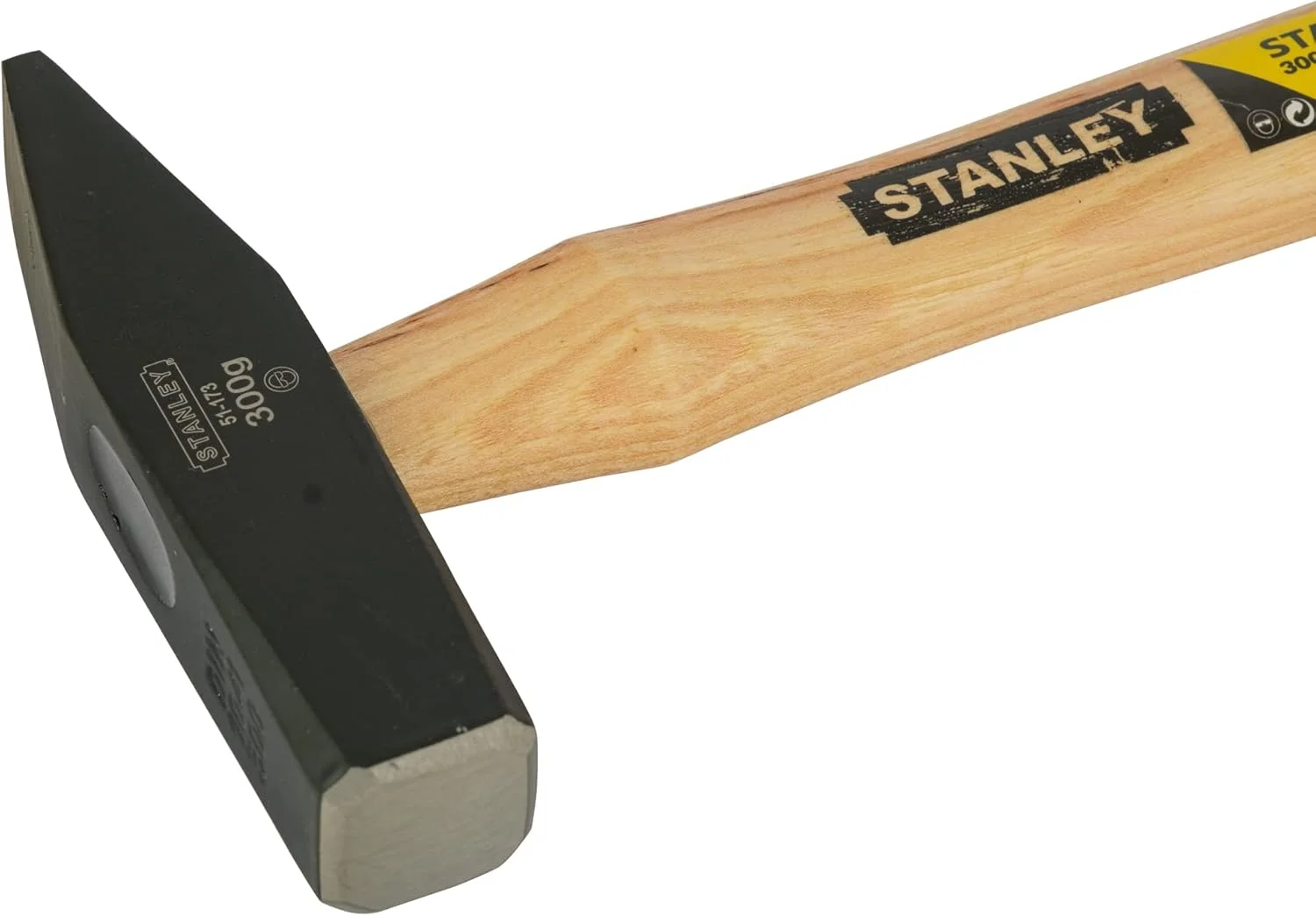 چکش بنایی استنلی مدل 1-51-173 با وزن 300 گرم و دسته چوبی، مشکی/قهوه ای مایل به زرد