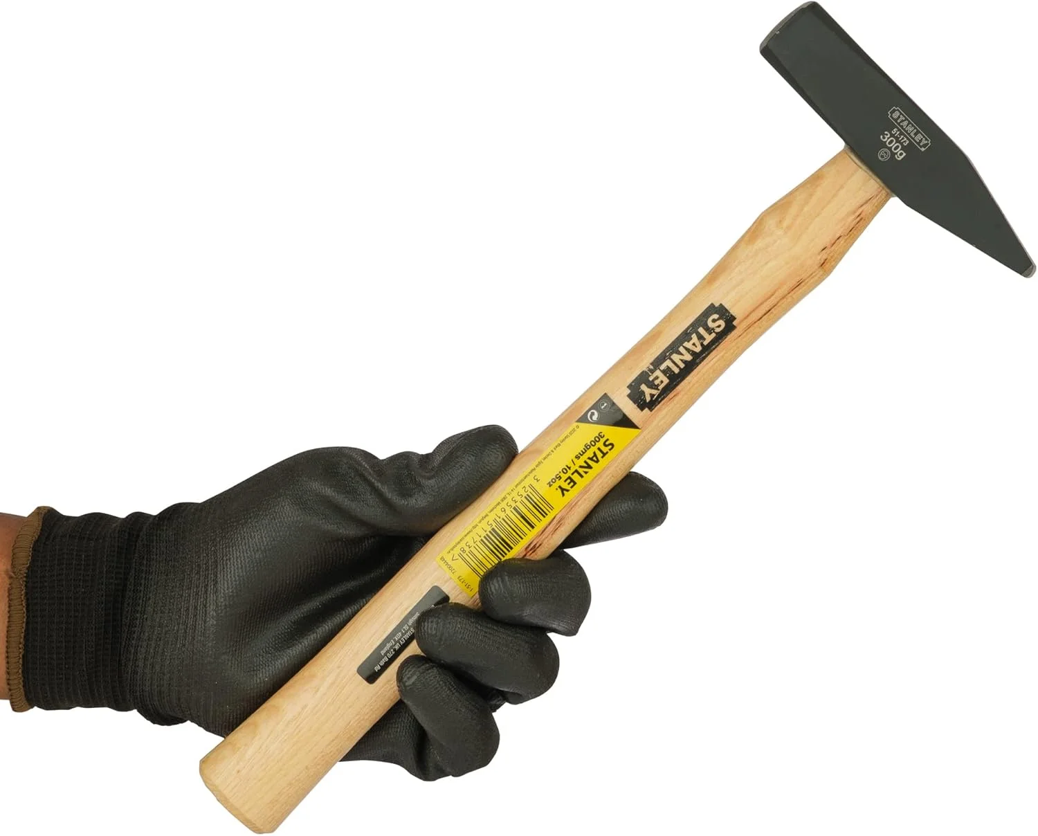 چکش بنایی استنلی مدل 1-51-173 با وزن 300 گرم و دسته چوبی، مشکی/قهوه ای مایل به زرد