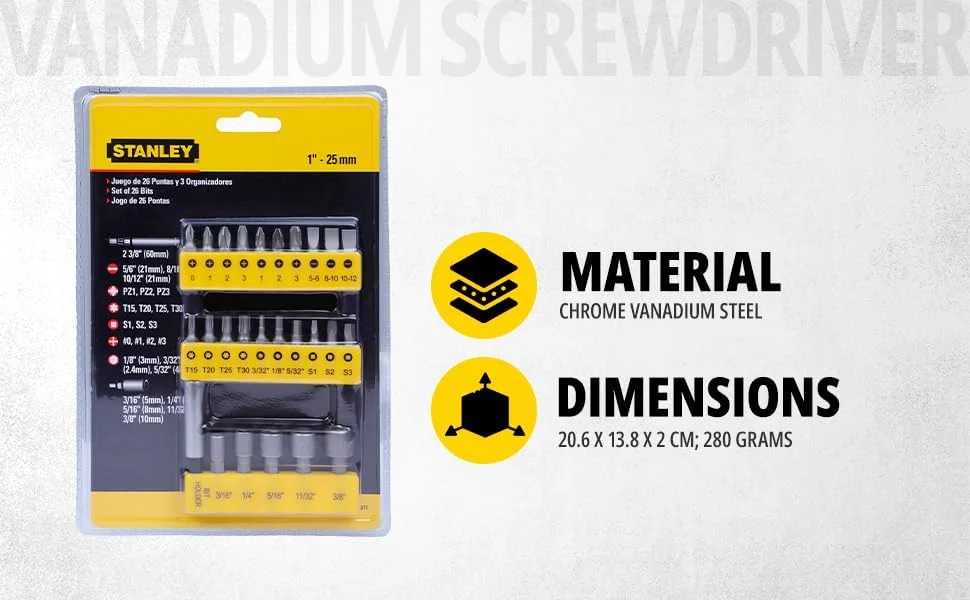 مجموعه پیچ گوشتی سری خور استنلی مدل 6807123 (29 پارچه) مجموعه پیچ گوشتی سری خور استنلی مدل 6807123 (29 پارچه)