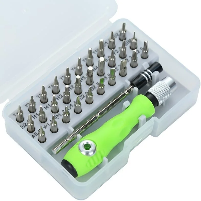 ست پیچ گوشتی دقیق 32 در 1 با سرهای مغناطیسی، کیت ابزار تعمیر چند منظوره قابل حمل برای لوازم الکترونیکی (تلفن، لپ تاپ، عینک، ساعت، اسباب بازی)