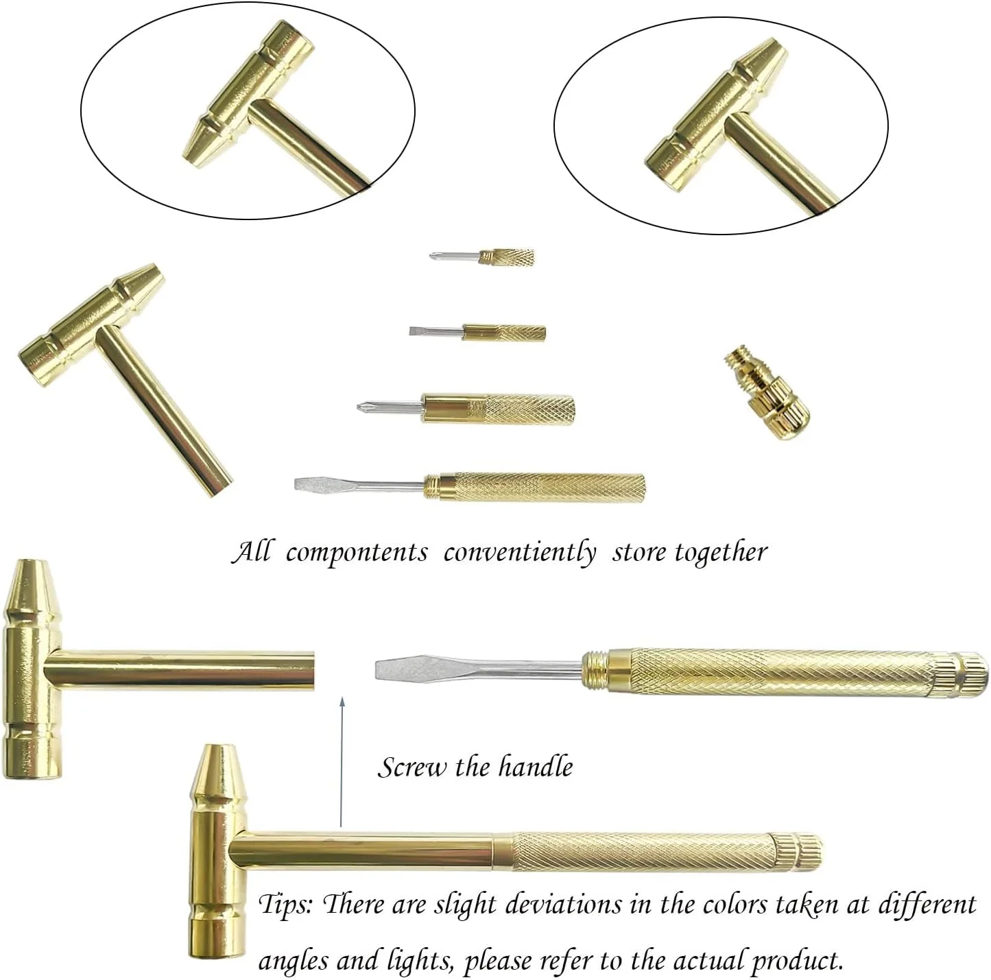 چکش مینی فلزی 6 در 1، چکش چند منظوره، چکش قابل حمل با سر صاف، پیچ گوشتی چهارسو و چنگک، ابزار برای کمپینگ، میخ و پونز