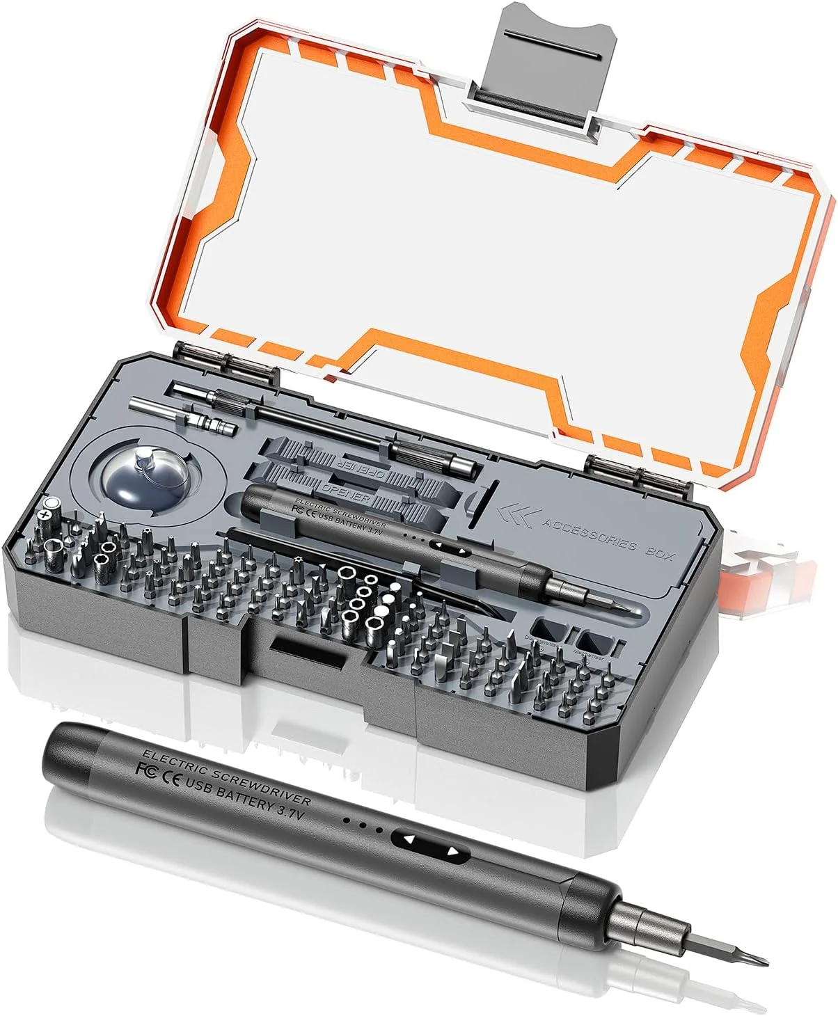 ست پیچ گوشتی برقی دقیق 120 در 1، دریل مغناطیسی و محل نگهداری، پیچ گوشتی برقی کوچک، قابل شارژ، مناسب برای تلفن های همراه، دوربین ها، لپ تاپ ها، ساعت ها، تعمیرات DIY - خاکستری