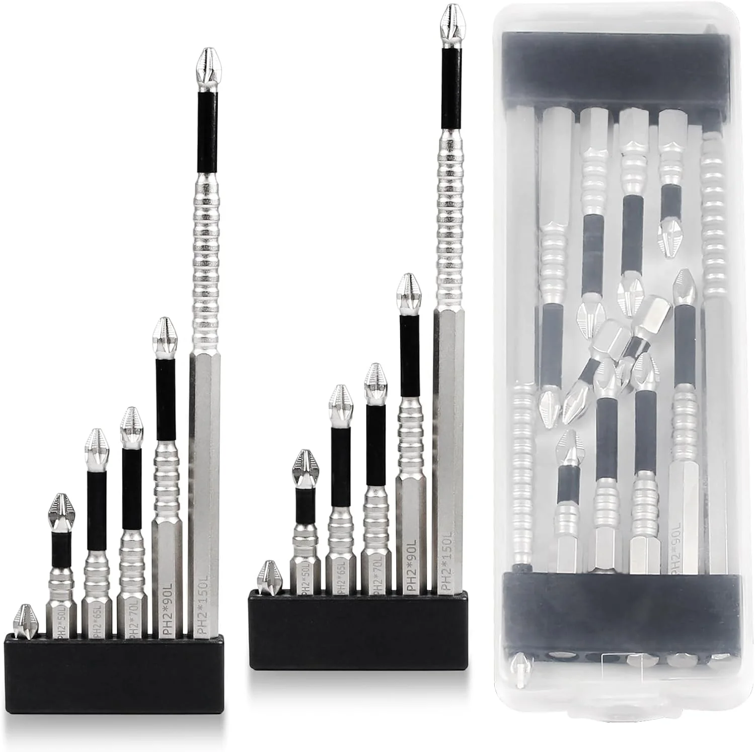 مجموعه ۱۲ عددی سری پیچ گوشتی مغناطیسی KASTWAVE - مجموعه سری های پیچ گوشتی مغناطیسی ضد لغزش (۲۵/۵۰/۶۵/۷۰/۹۰/۱۵۰ میلی متر) برای دریل های دستی/برقی | استفاده حرفه ای