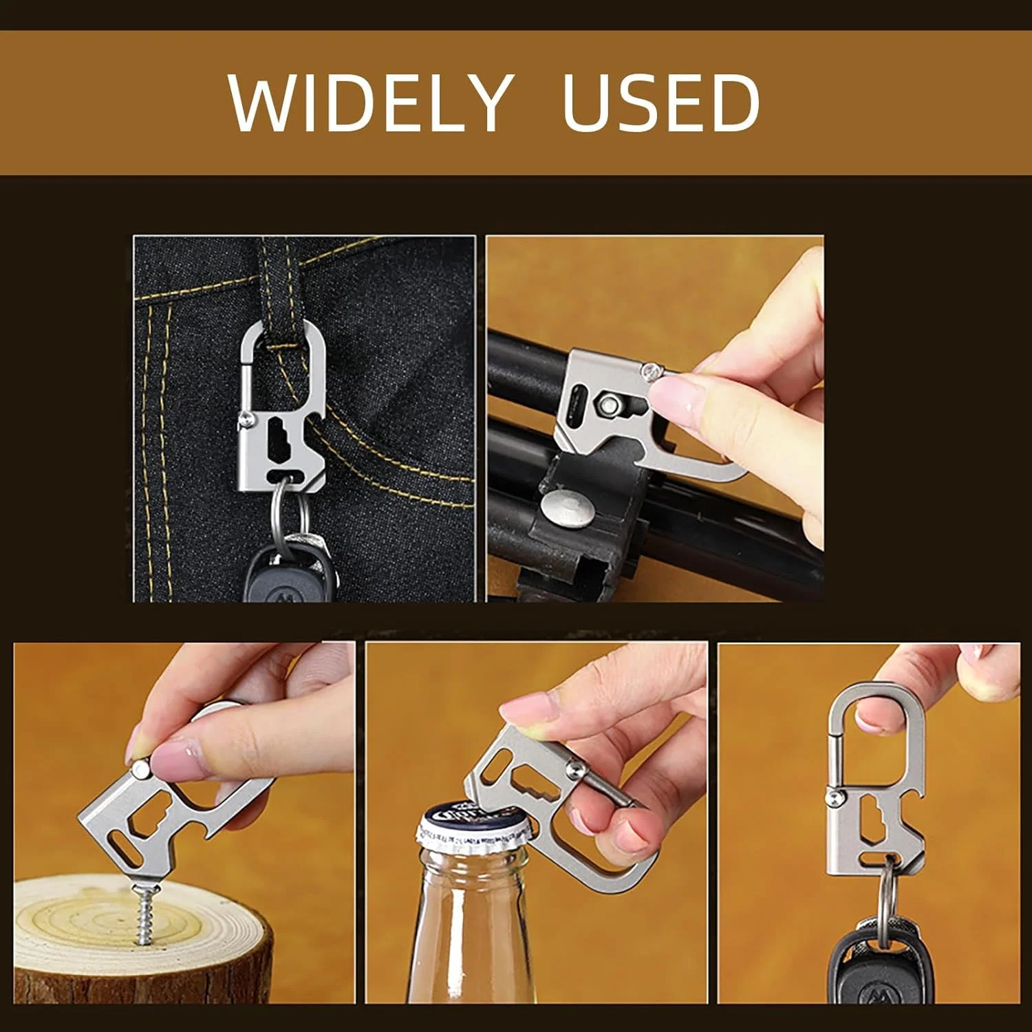 جاکلیدی پیچ گوشتی قابل حمل، ابزار چند منظوره برای پیاده روی و کمپینگ، جاکلیدی حمل روزمره با درب بازکن بطری، جمع و جور و بادوام برای علاقه مندان به فضای باز (نقره ای)