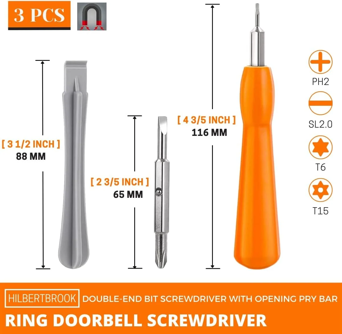 پیچ گوشتی رینگی جایگزین، ابزار پیچ گوشتی زنگ درب رینگی برای تعویض باتری، پیچ گوشتی دوربین رینگی دو طرفه سازگار با تمام زنگ های درب رینگی