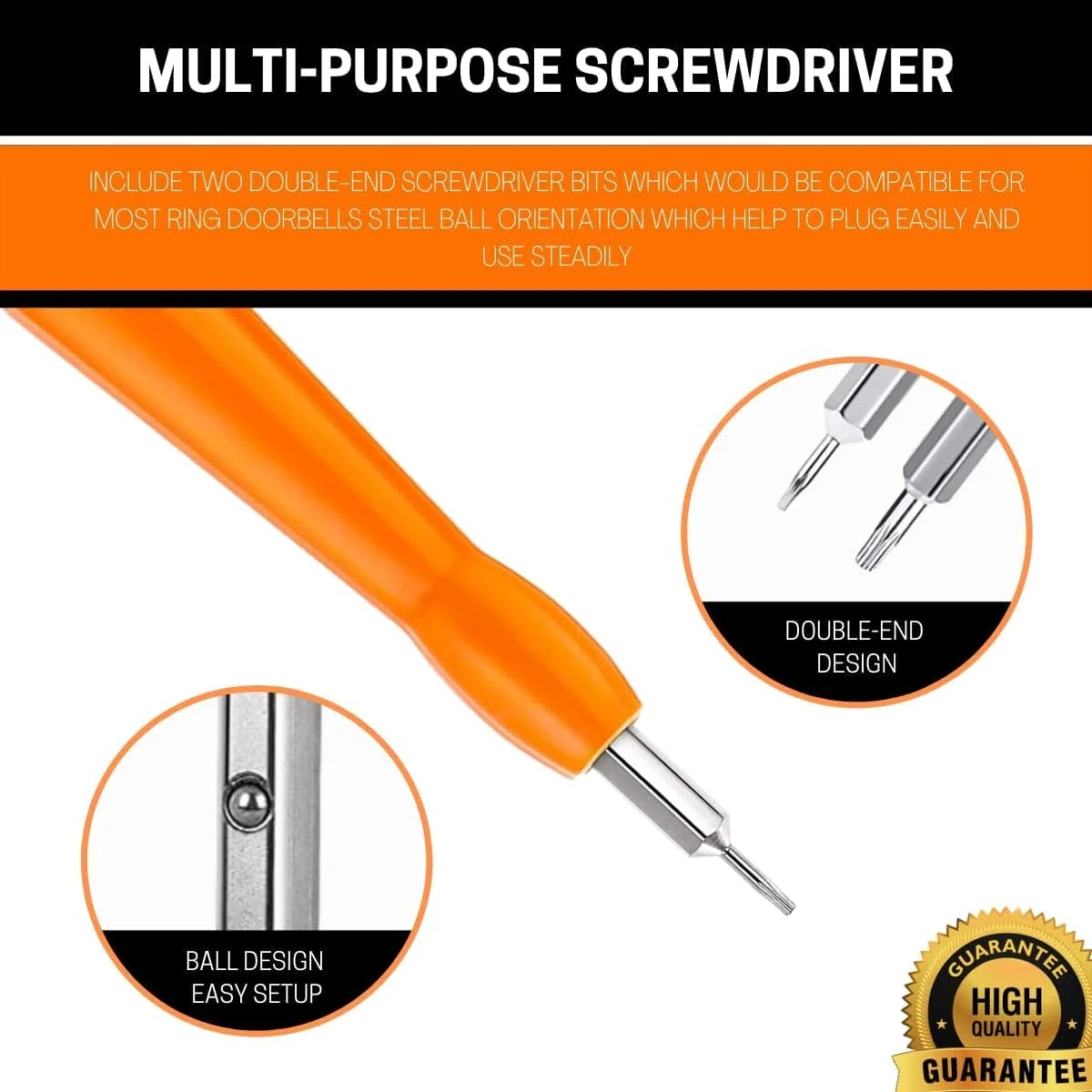 پیچ گوشتی رینگی جایگزین، ابزار پیچ گوشتی زنگ درب رینگی برای تعویض باتری، پیچ گوشتی دوربین رینگی دو طرفه سازگار با تمام زنگ های درب رینگی