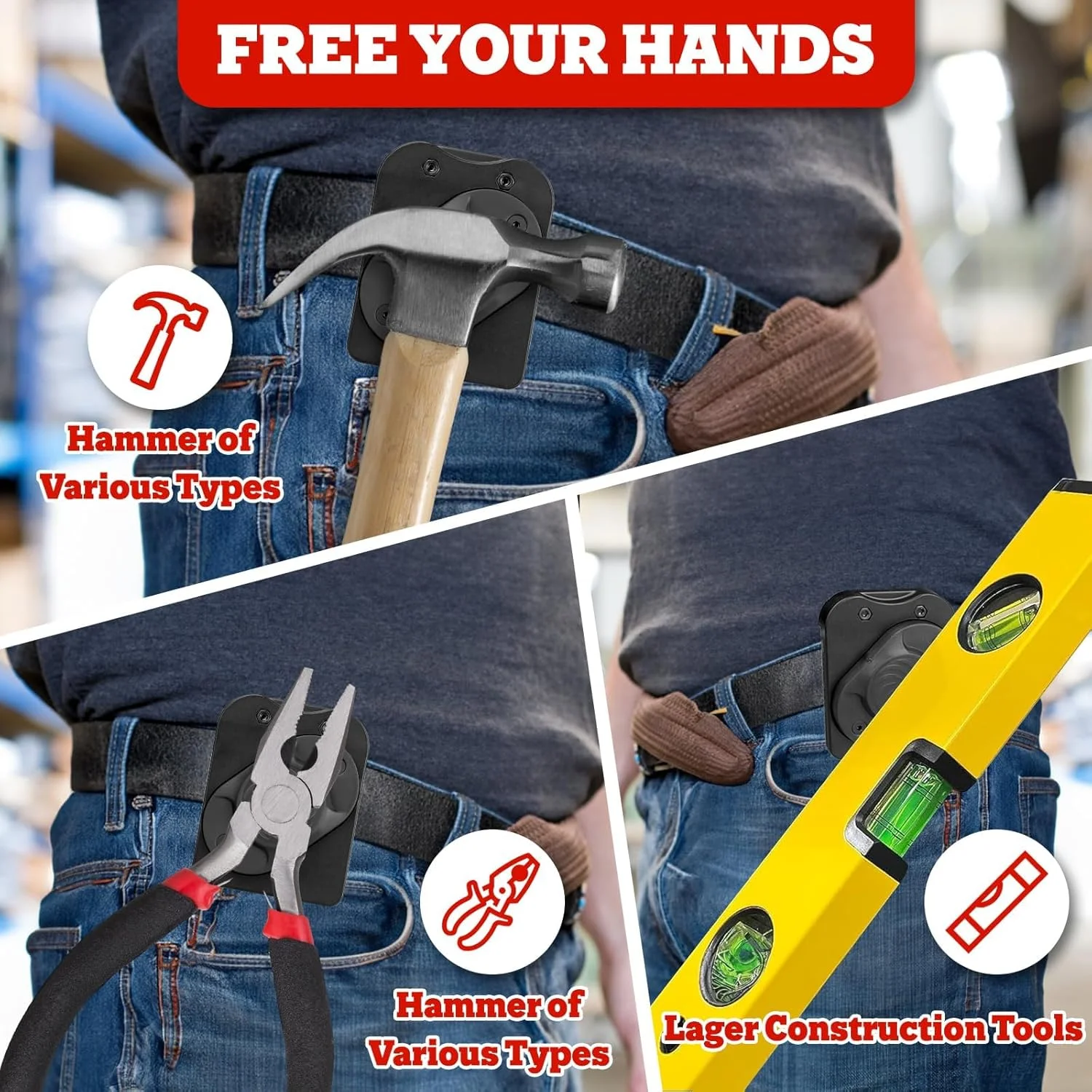 گیره کمربندی مغناطیسی سنگین - نگهدارنده ابزار مغناطیسی قوی برای برقکاران، نجاران و تعمیرکاران، گیره مغناطیسی برای چکش، پیچ گوشتی، آچار، انبردست و سایر ابزارهای فلزی گیره کمربندی مغناطیسی سنگین - نگهدارنده ابزار مغناطیسی قوی برای برقکاران، نجاران و تعمیرکاران، گیره مغناطیسی برای چکش، پیچ گوشتی، آچار، انبردست و سایر ابزارهای فلزی