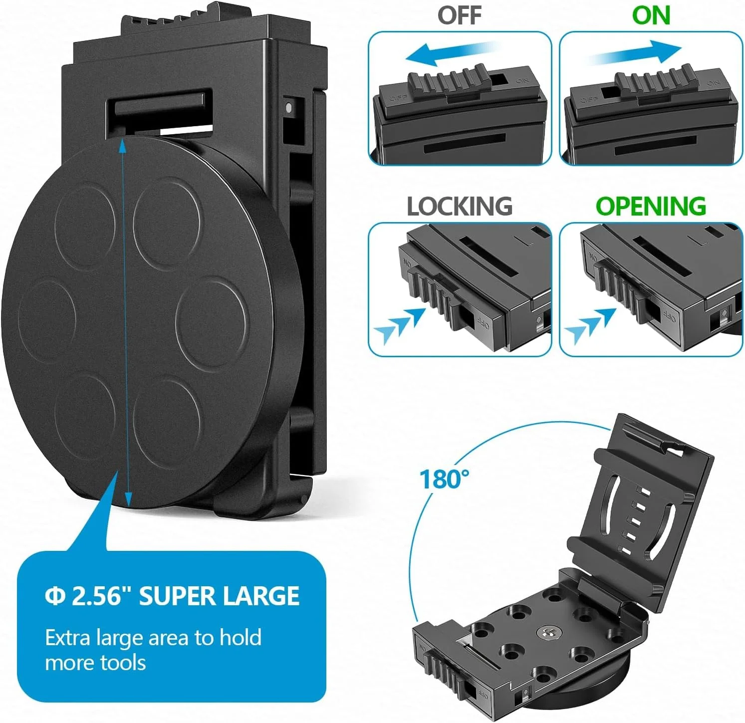 گیره کمربند ابزار مغناطیسی سنگین - گیره ابزار مغناطیسی ضد لغزش 2 عددی، گیره کمربندی برای چکش، پیچ گوشتی، آچار - نگهدارنده ابزار قابل تنظیم و بادوام برای متخصصان و افراد حرفه ای (مشکی)
