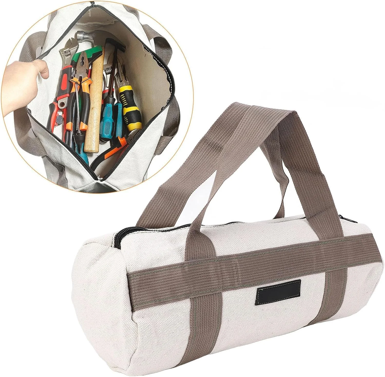 کیف ابزار برزنتی سنگین، کیف ذخیره سازی بزرگ ضد آب برای آچار، پیچ گوشتی، انبردست و نوار (15 اینچ)