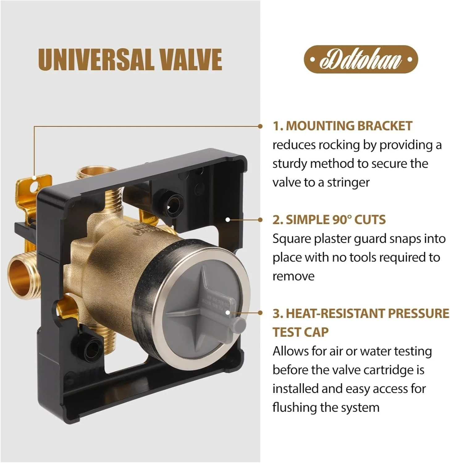 بدنه شیر دوش یونیورسال KASTWAVE MultiChoice برای کیت های تریم شیر دوش سری D، سازگار با مدل های تک و دو کاره، شامل درپوش های پیچ گوشتی