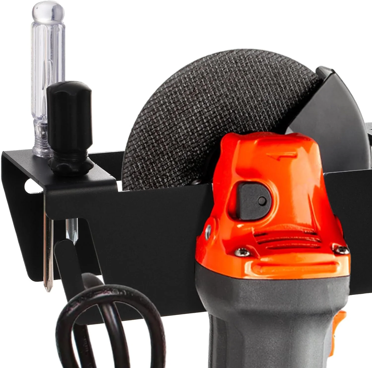 نگهدارنده فرز زاویه ای، 2 عدد، نگهدارنده های فرز زاویه ای فلزی نصب شده روی دیوار برای صرفه جویی در فضا، براکت نصب شده روی دیوار گاراژ برای فرزهای زاویه ای، برش دهنده ها، پیچ گوشتی، صرفه جویی در فضا