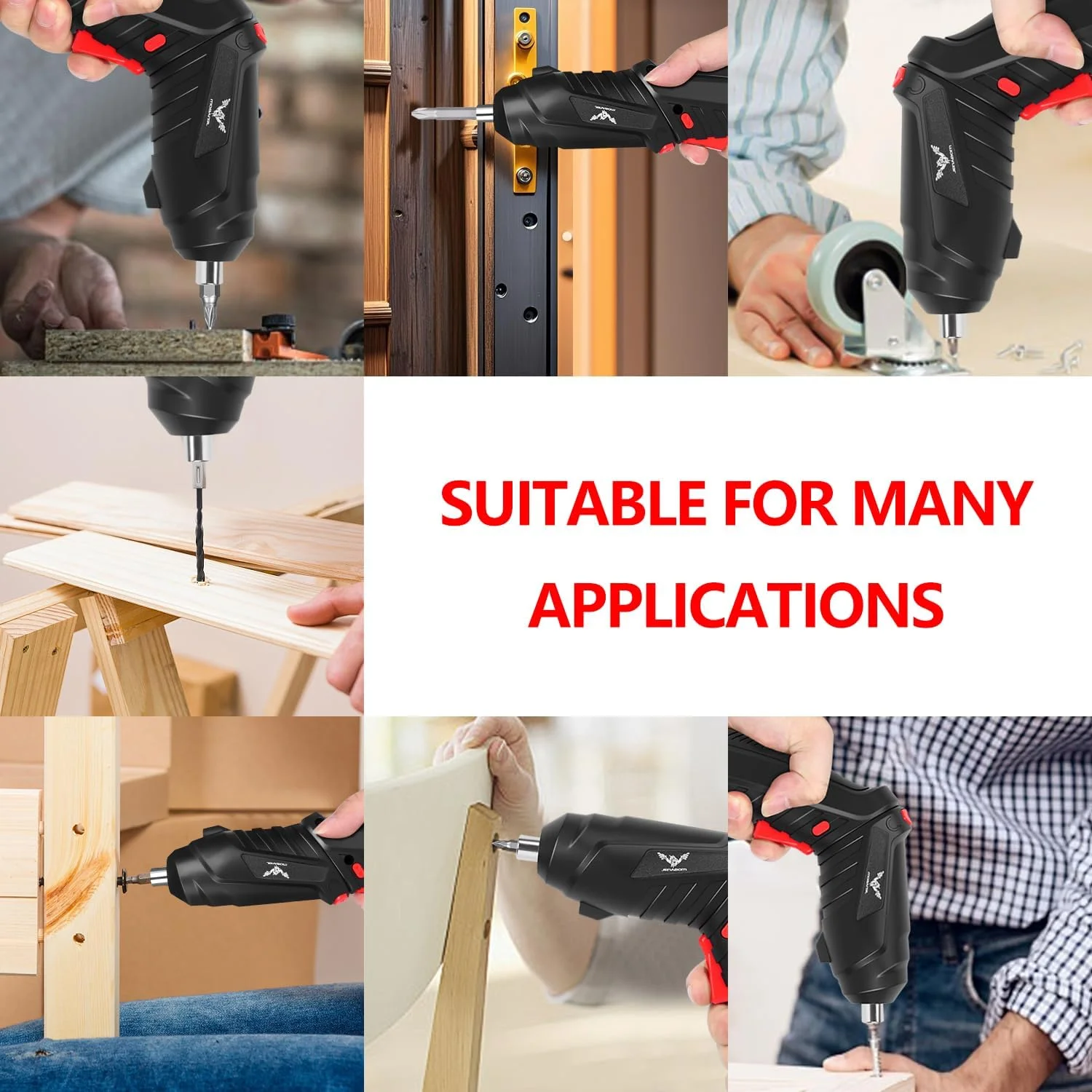 مجموعه پیچ گوشتی برقی شارژی کوچک 14 در 1 JENABOM با دریل برقی 3.6 ولت لیتیوم-یون با حداکثر گشتاور 3.5 نیوتن متر، چرخش برقی با چراغ LED برای ابزارهای DIY منزل و اداره (مشکی)