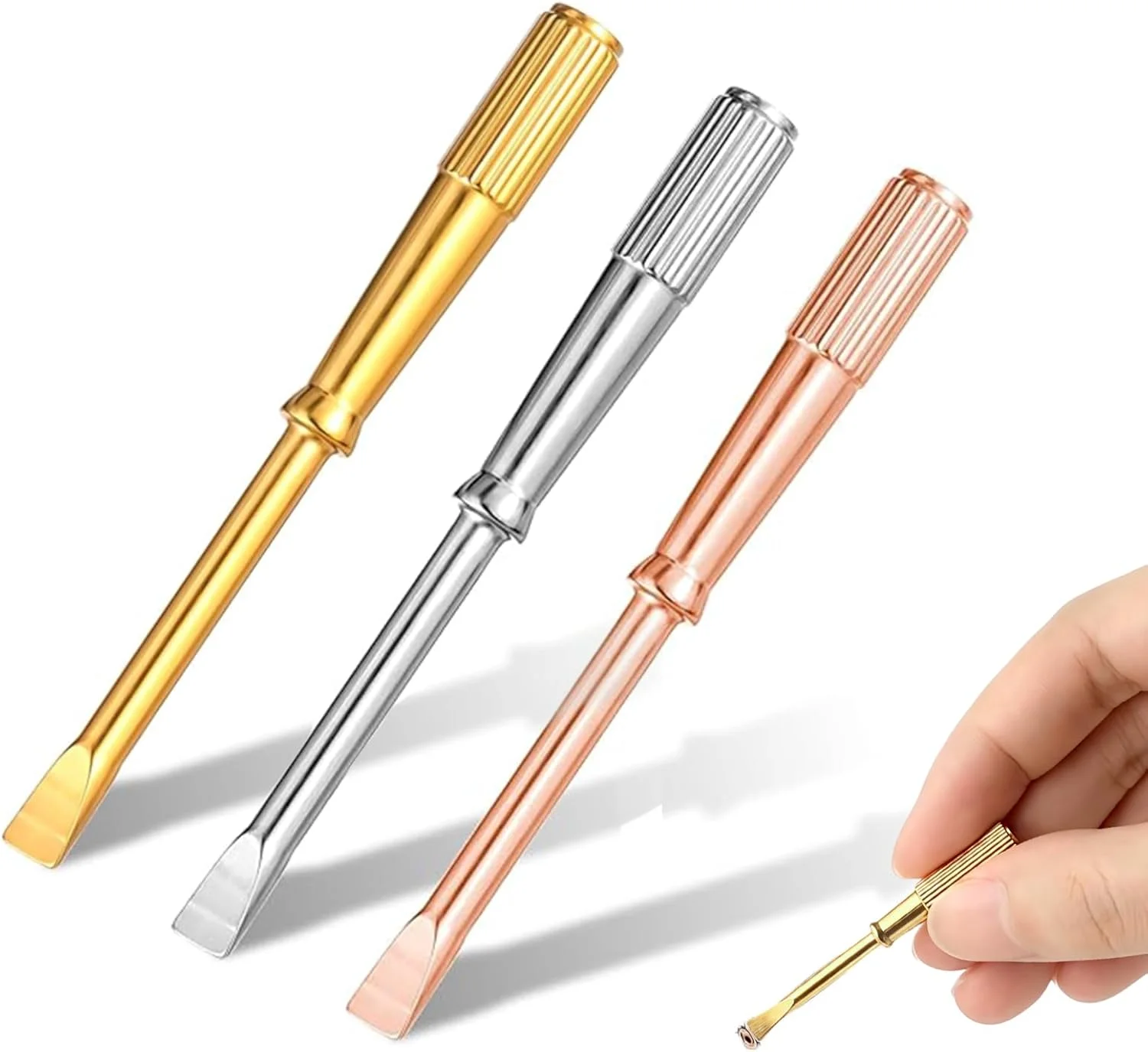 ست پیچ گوشتی دستبندی 3 عددی، پیچ گوشتی مینیاتوری فولاد تیتانیوم، ابزار تعمیر جواهرات، پیچ گوشتی دوسو برای ابزار تعمیر دستبند (طلایی + رزگلد + نقره ای)