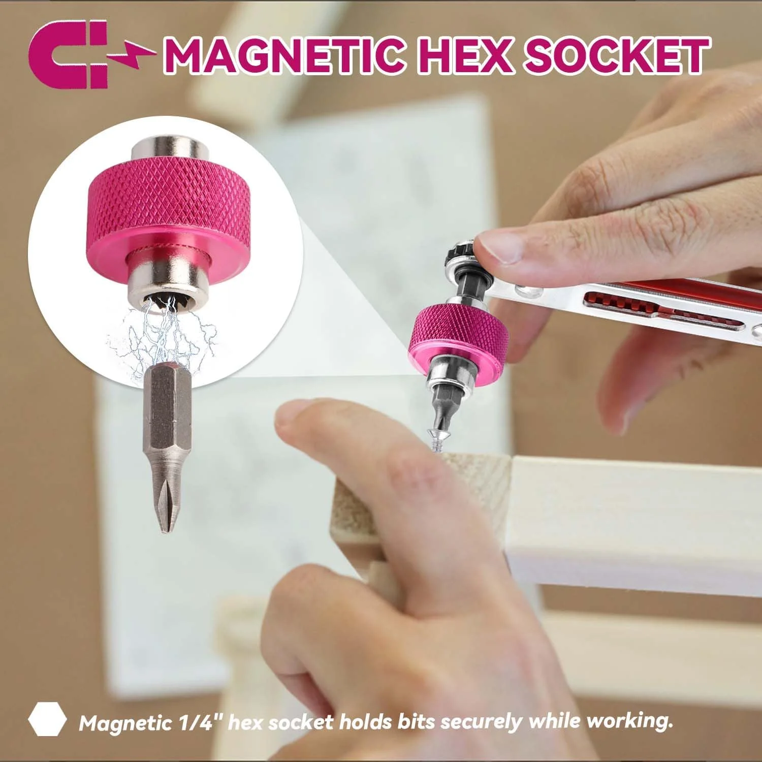 ست پیچ گوشتی کوتاه یاکاموز 3 عددی 1/4 اینچی - پیچ گوشتی مینی 2 در 1 با سری های دوسو، چهارسو و آداپتور درایو مربعی، درایور انگشتی چند منظوره برای فضاهای تنگ (صورتی/آبی/زرد)